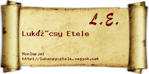 Lukácsy Etele névjegykártya